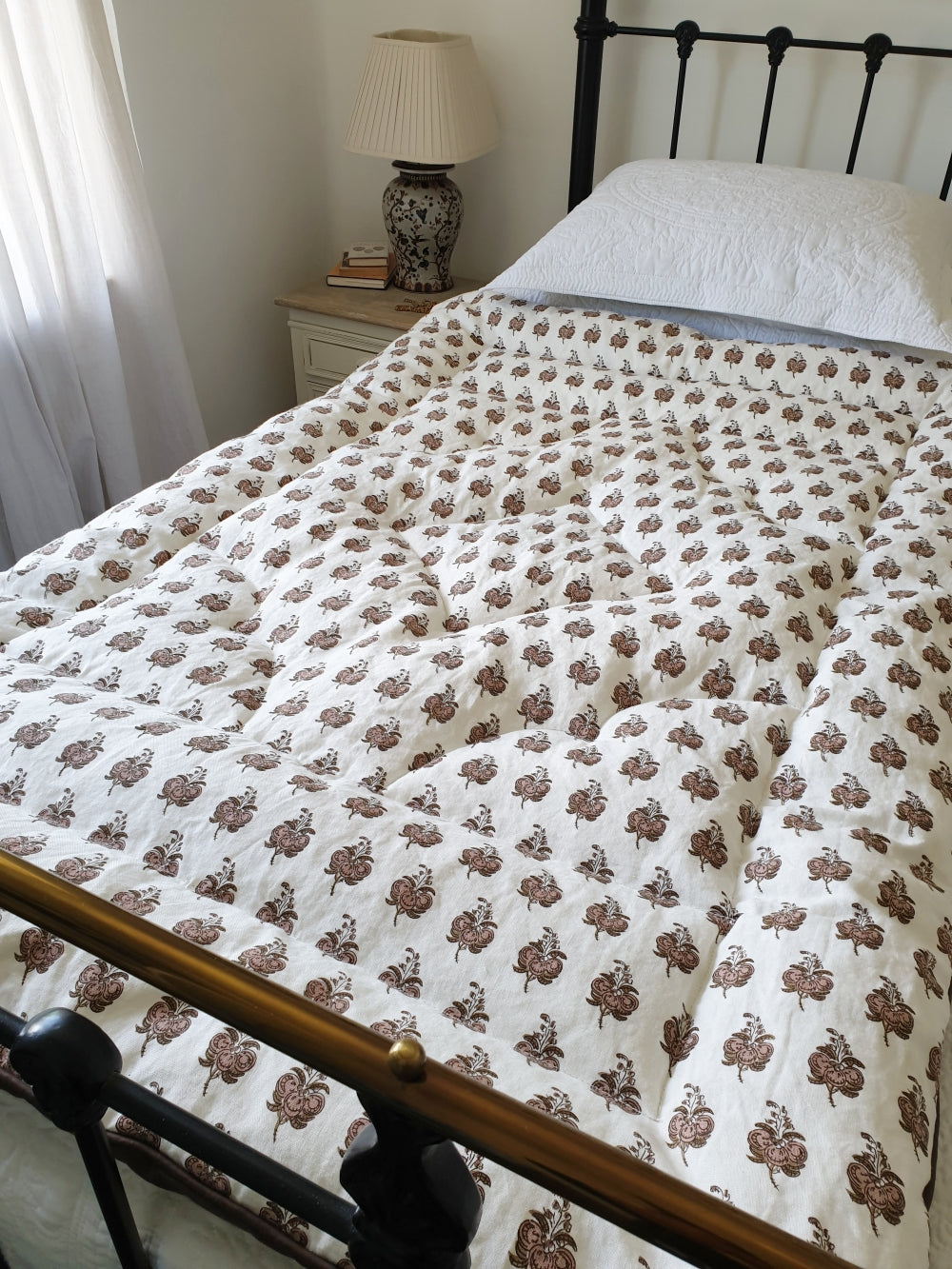 Hand Printed Linen SINGLE Eiderdown IN STOCK