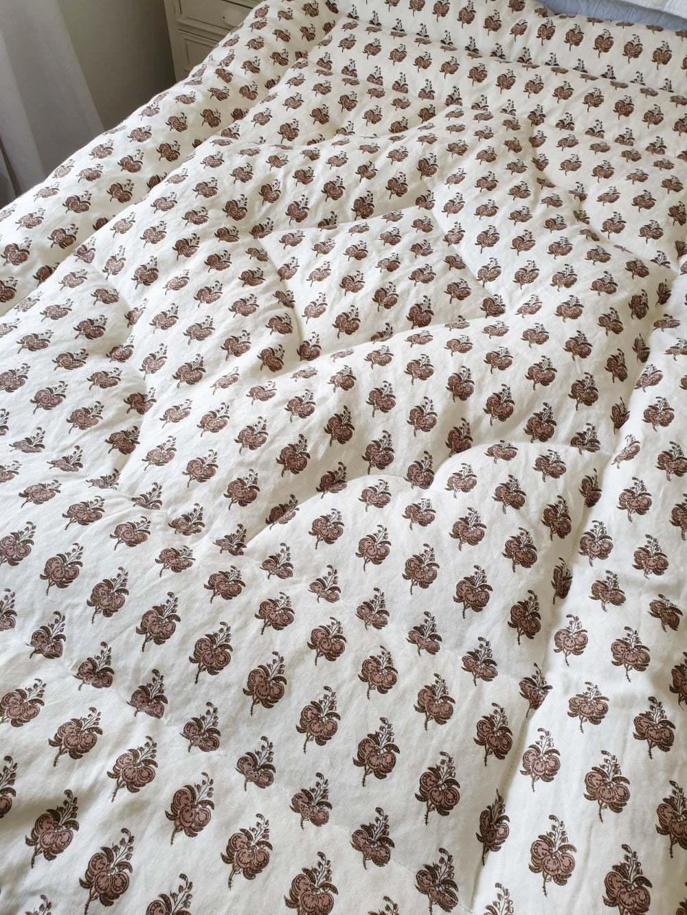Hand Printed Linen SINGLE Eiderdown IN STOCK