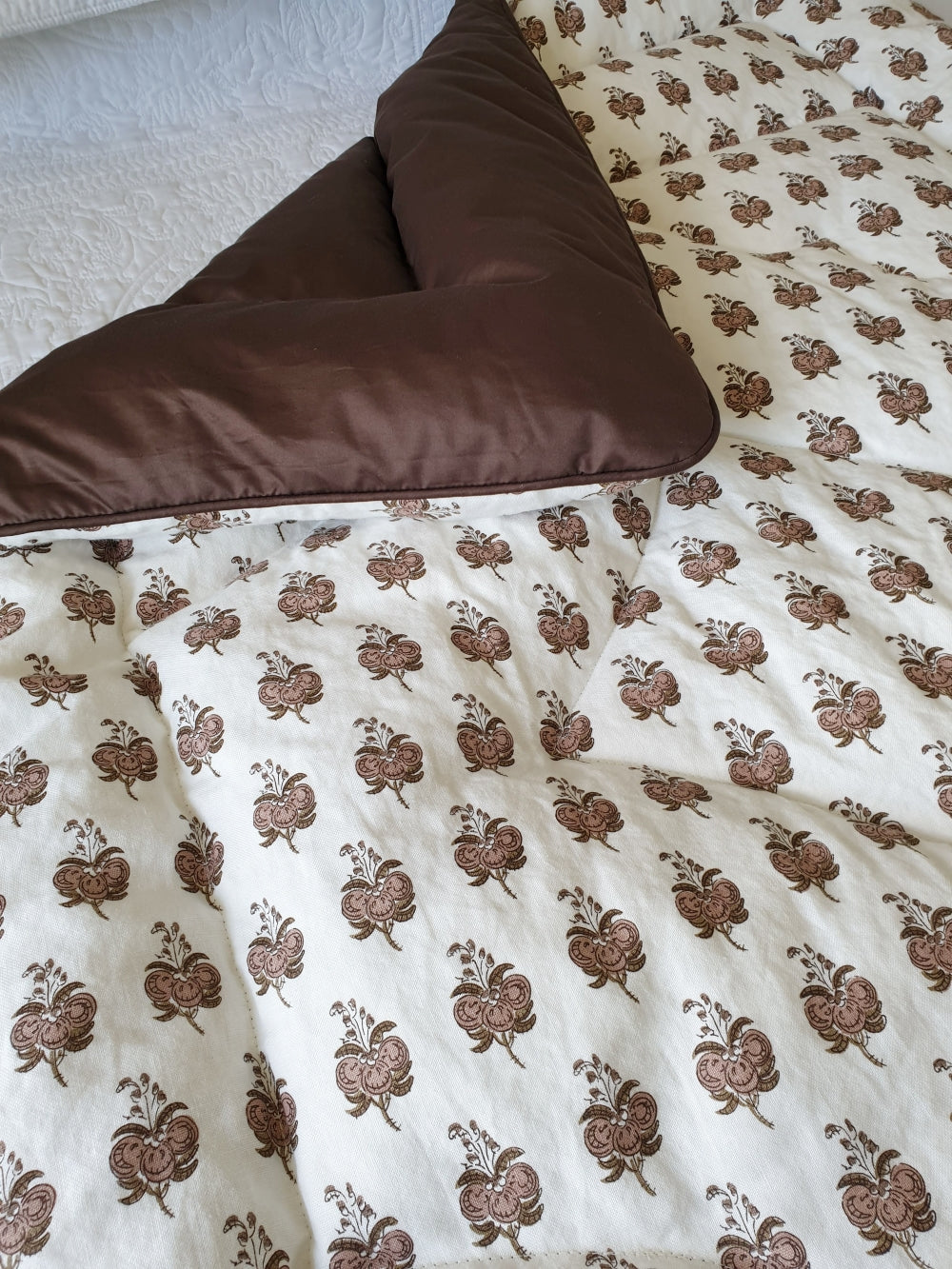 Hand Printed Linen SINGLE Eiderdown IN STOCK