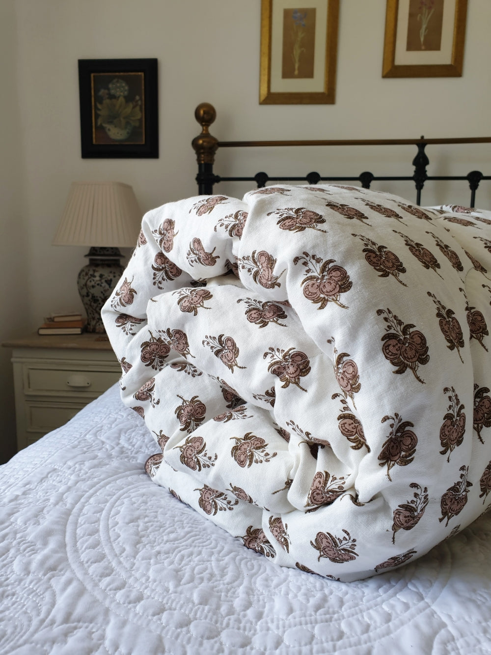 Hand Printed Linen SINGLE Eiderdown IN STOCK
