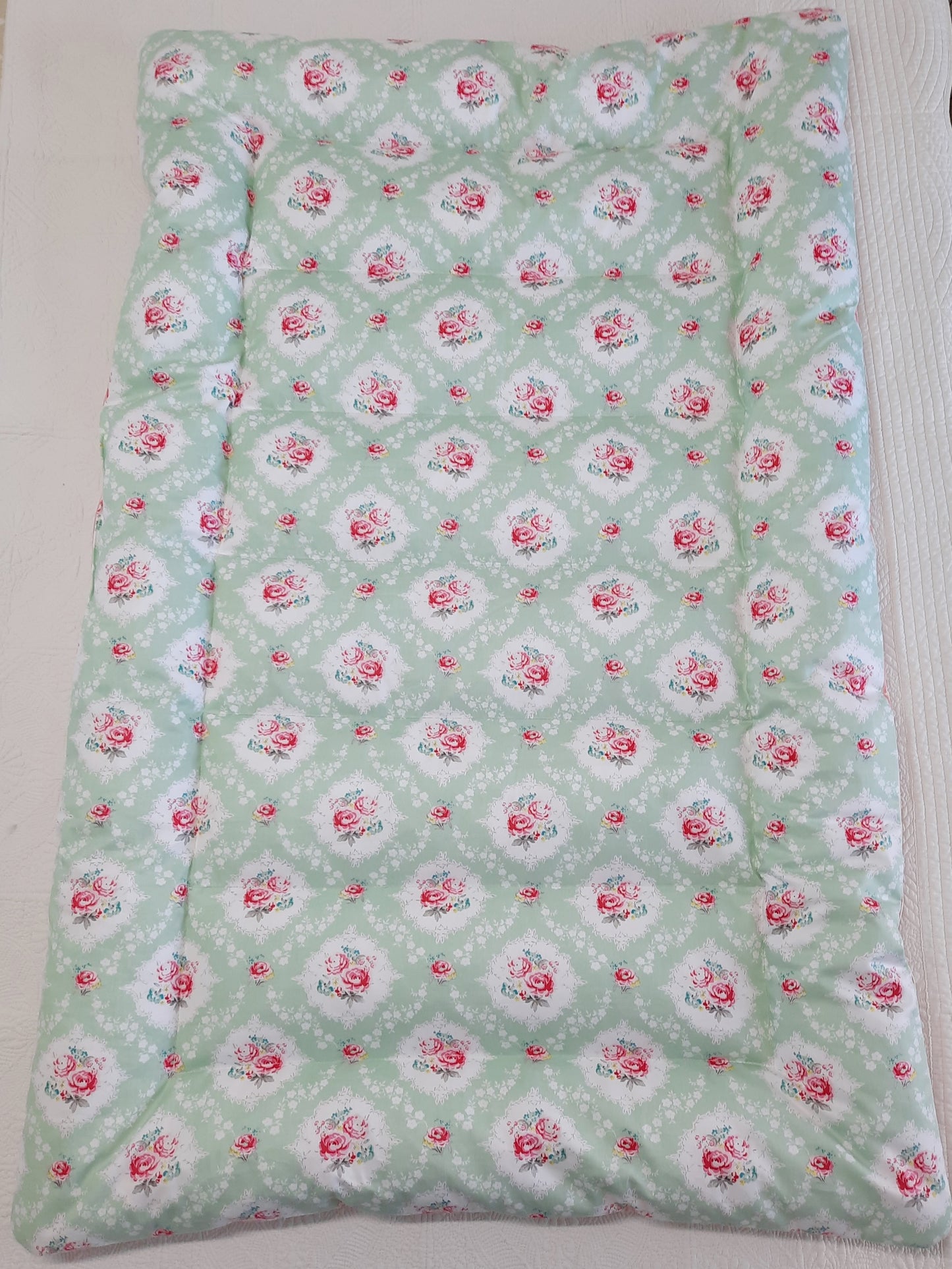 Green Floral & Stripe Mini Eiderdown - IN STOCK #2100903