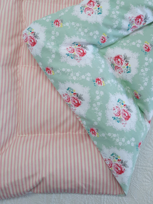 Green Floral & Stripe Mini Eiderdown - IN STOCK #2100903