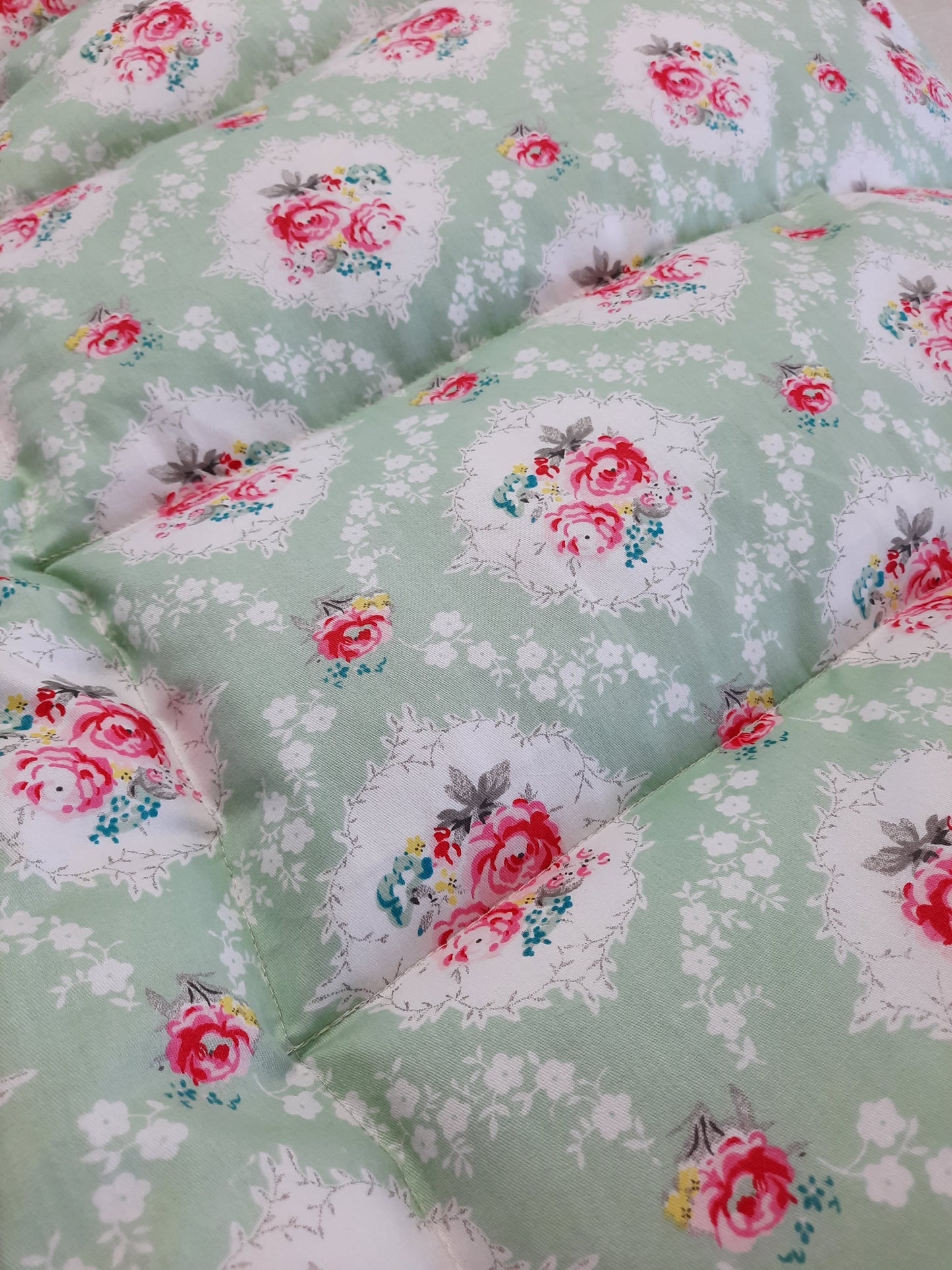 Green Floral & Stripe Mini Eiderdown - IN STOCK #2100903