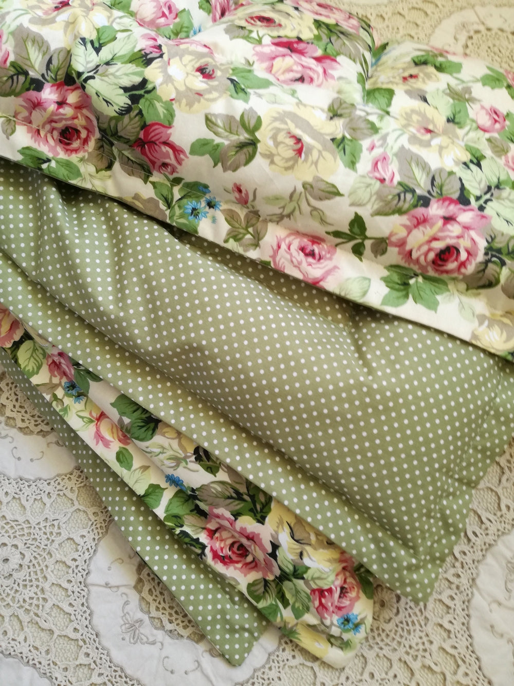 Floral & Vintage Green Mini Eiderdown - IN STOCK