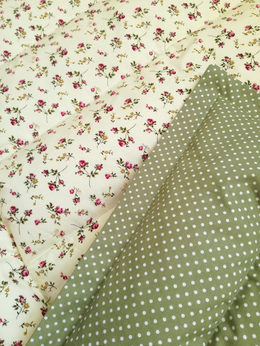 Yellow Roses & Vintage Green Mini Eiderdown - IN STOCK