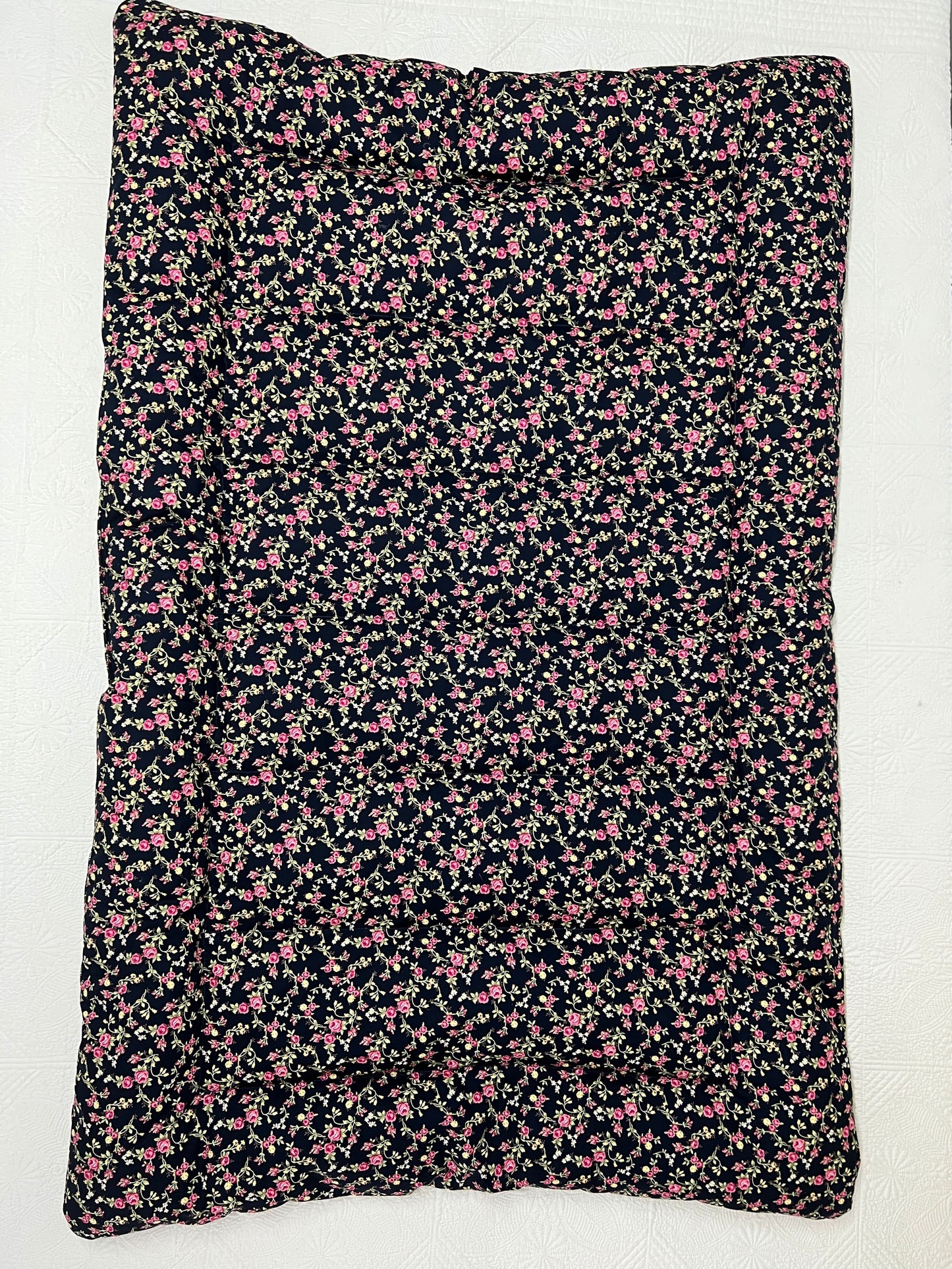 Pretty Black Floral Mini Eiderdown - IN STOCK #220101