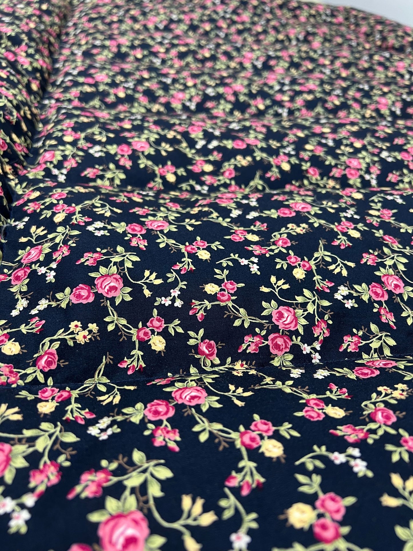 Pretty Black Floral Mini Eiderdown - IN STOCK #220101
