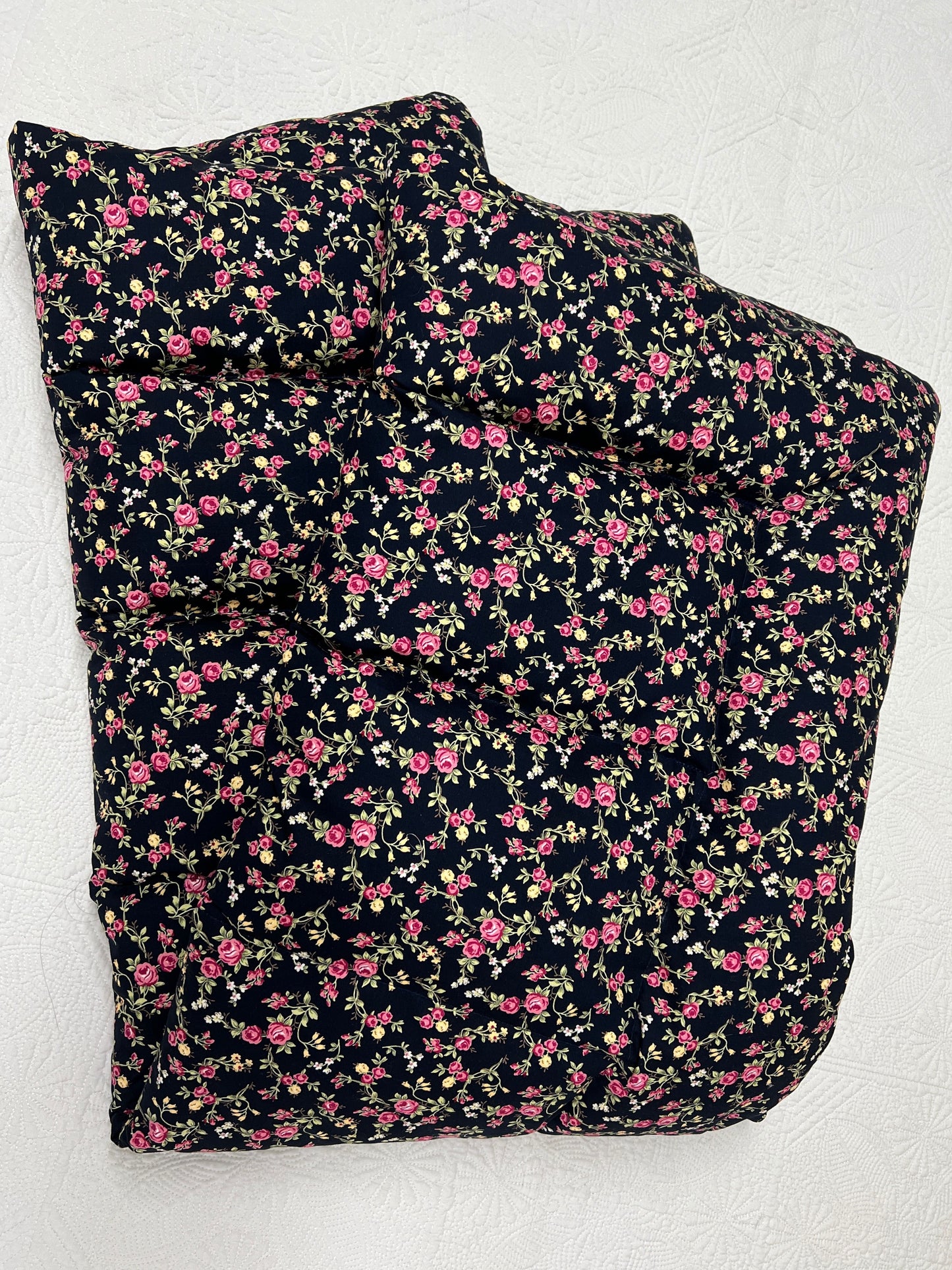 Pretty Black Floral Mini Eiderdown - IN STOCK #220101