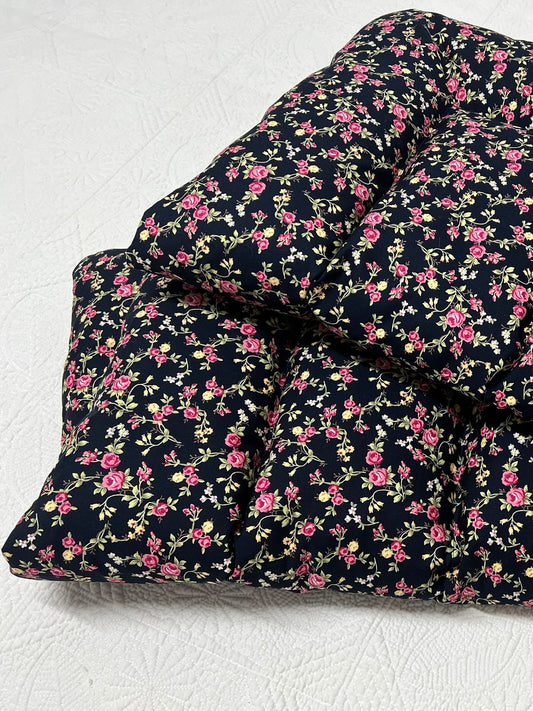 Pretty Black Floral Mini Eiderdown - IN STOCK #220101