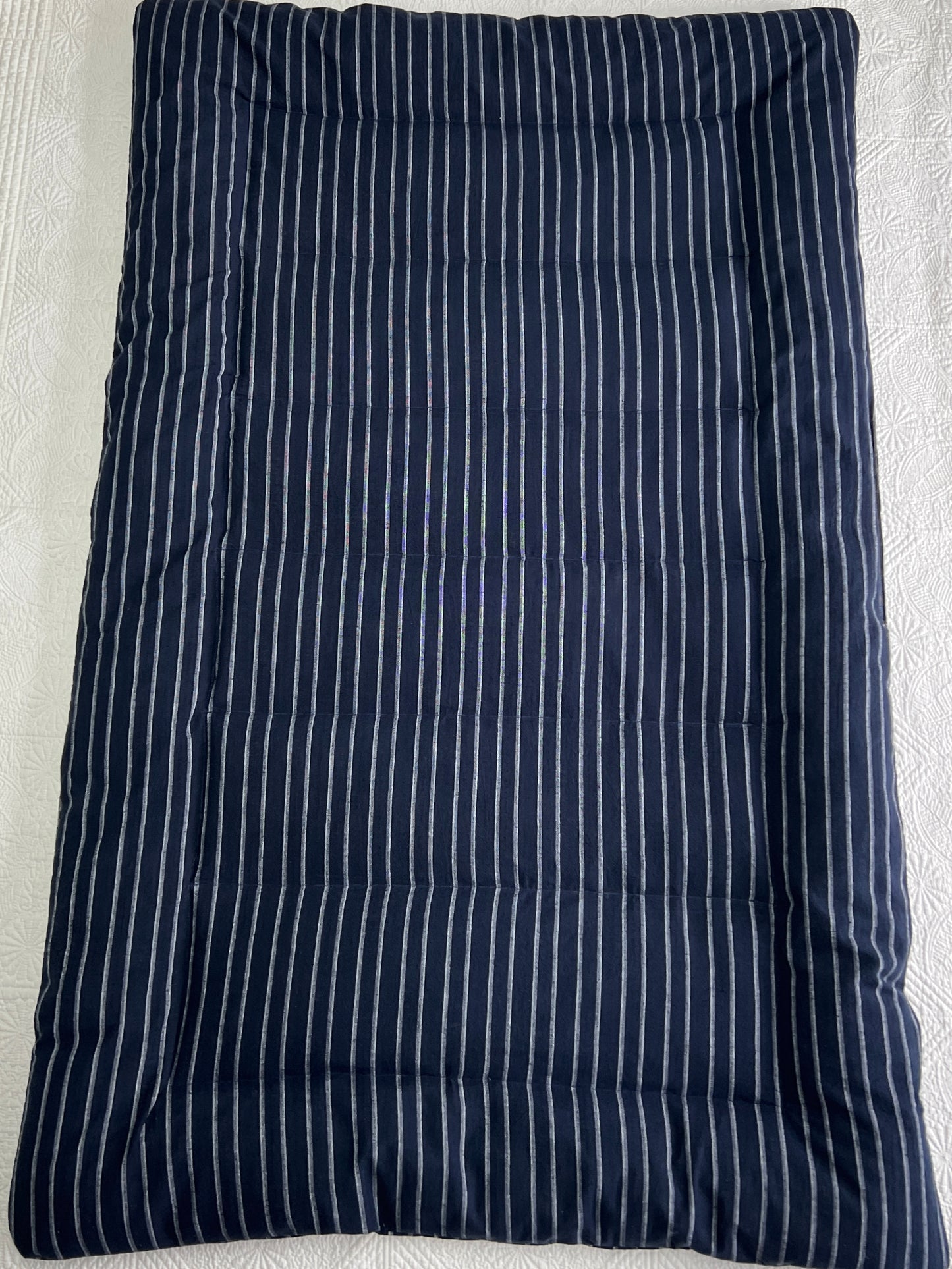 Navy Stripe Mini Linen Eiderdown - IN STOCK #220202