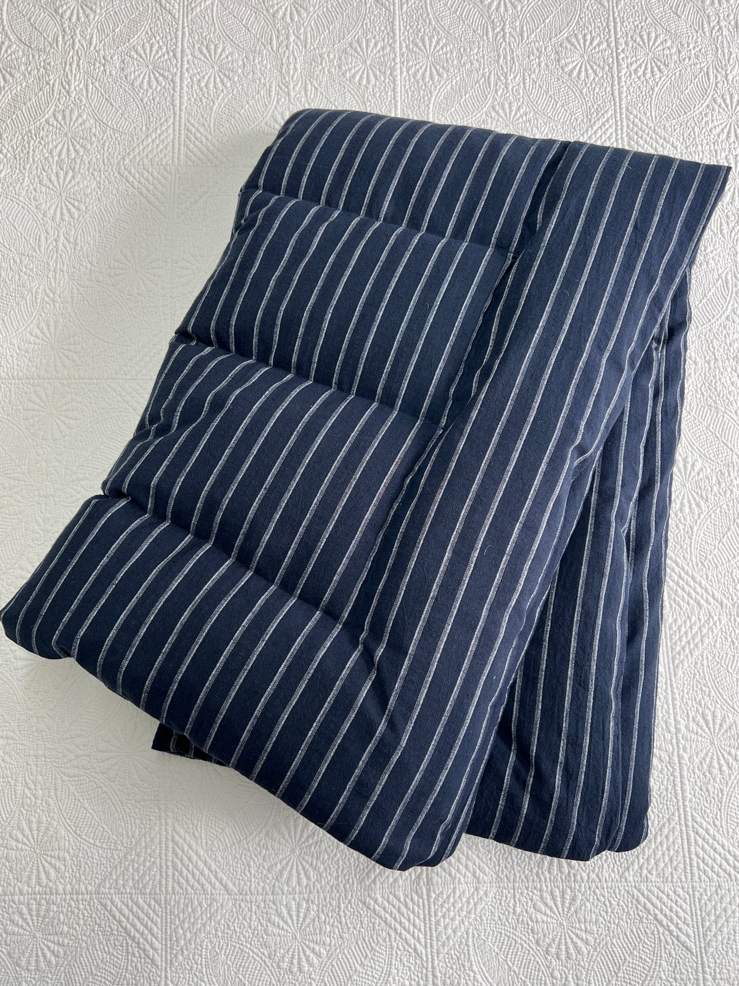 Navy Stripe Mini Linen Eiderdown - IN STOCK #220202