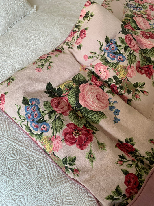 Vintage Barkcloth Cotton Floral SINGLE Eiderdown - IN STOCK
