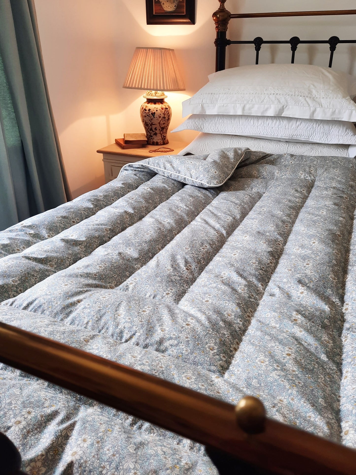 Duck Egg Floral SINGLE Eiderdown - IN STOCK