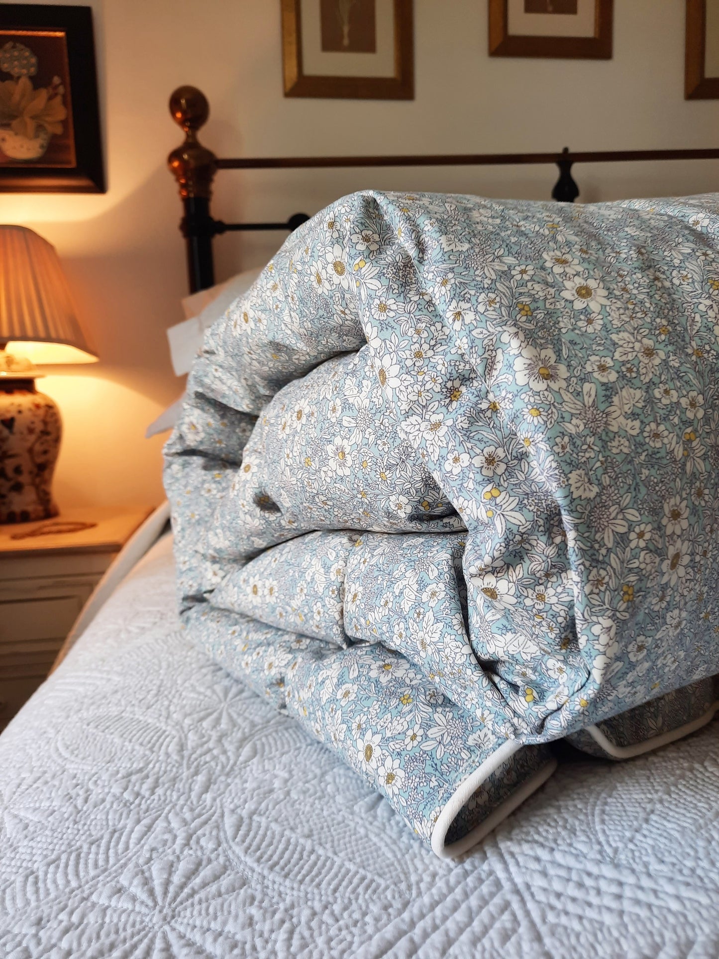 Duck Egg Floral SINGLE Eiderdown - IN STOCK