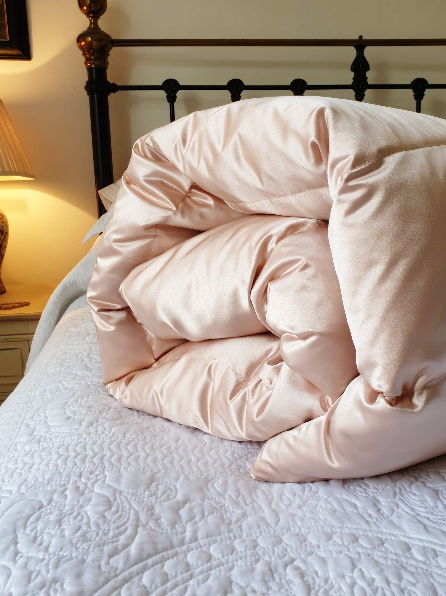Rose 100% Silk Satin Eiderdown