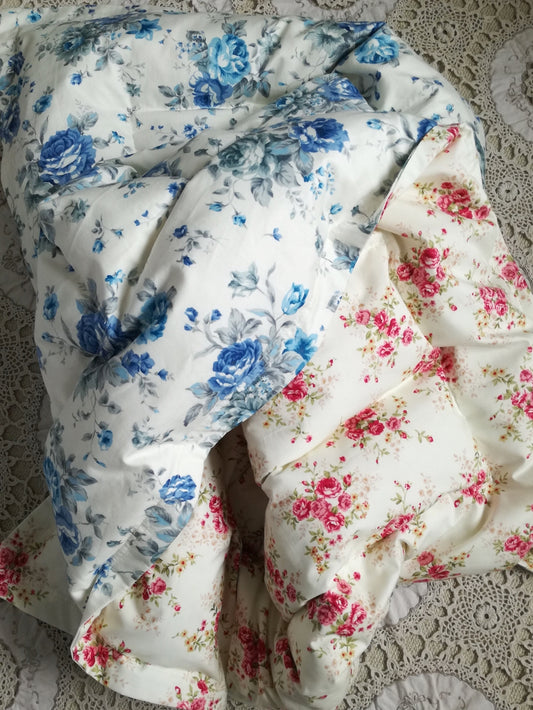 Pink & Blue Floral Mini Eiderdown - IN STOCK