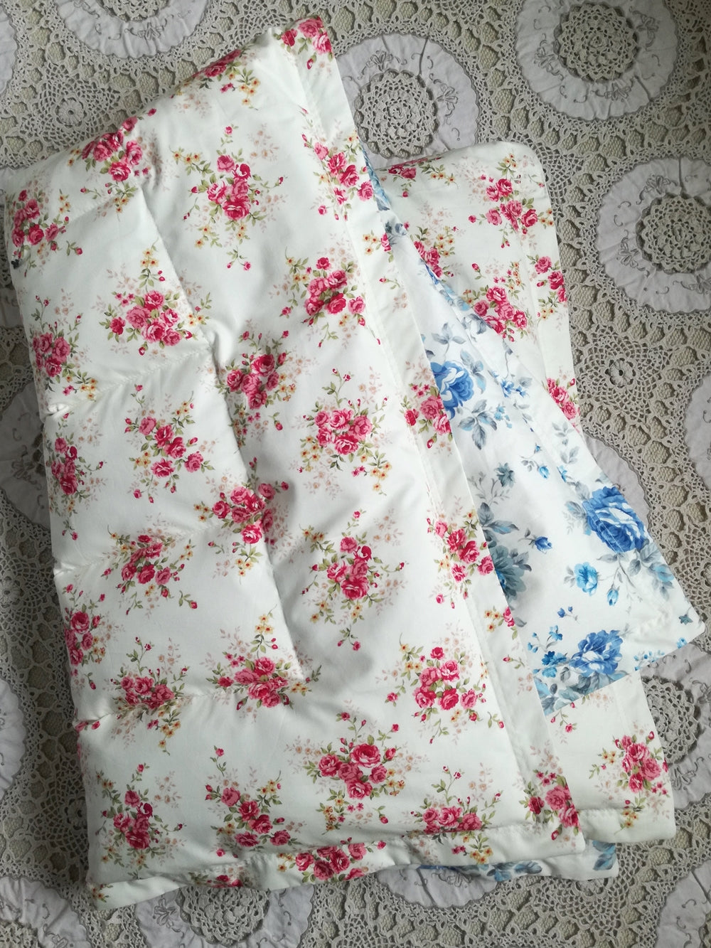 Pink & Blue Floral Mini Eiderdown - IN STOCK