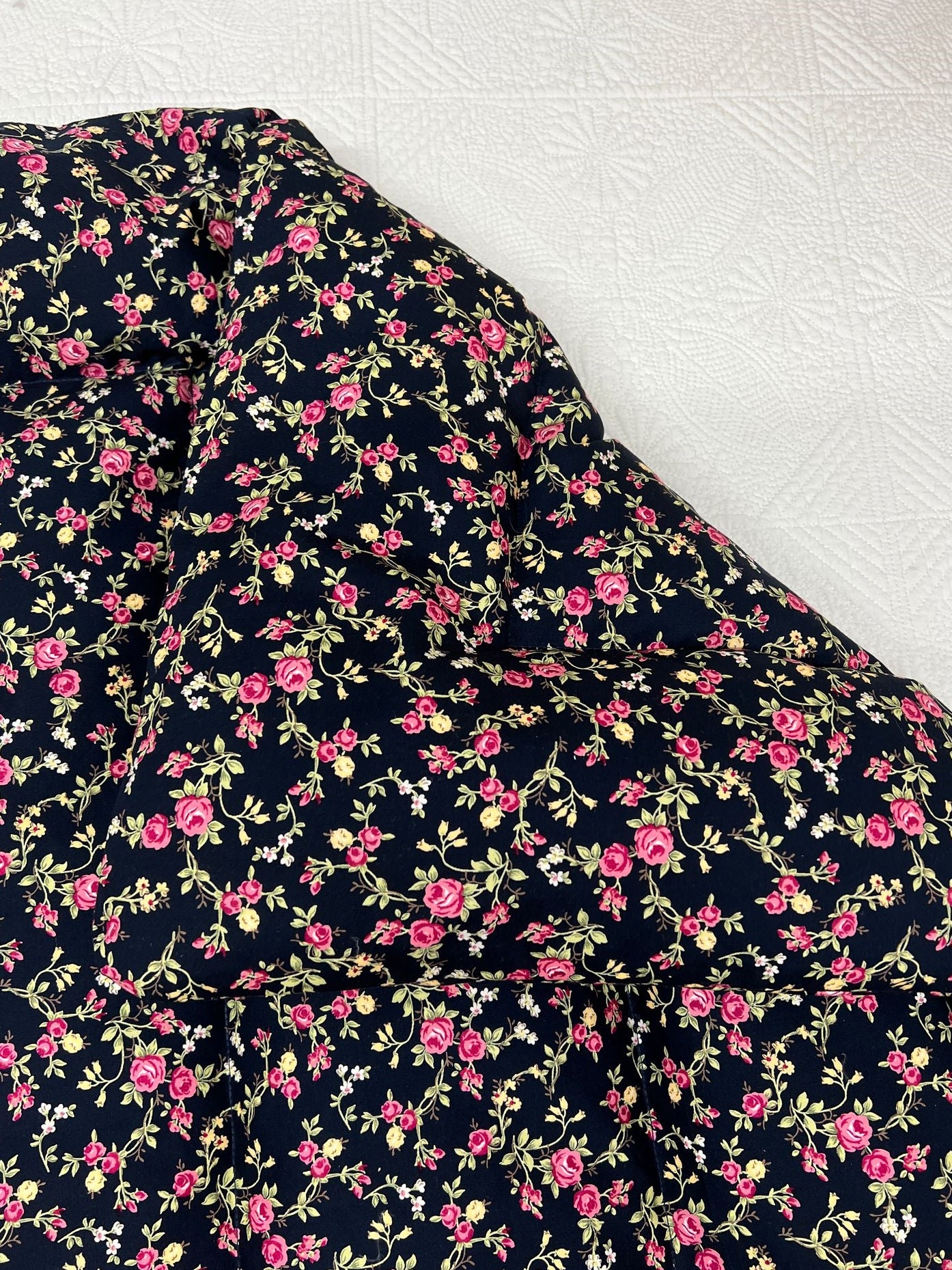 Pretty Black Floral Mini Eiderdown - IN STOCK #220101