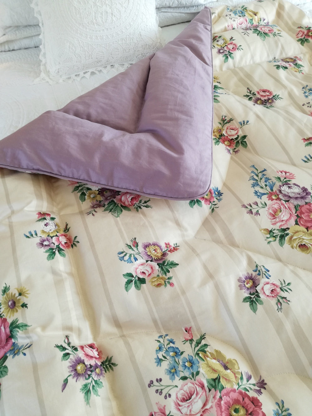 Vintage Sanderson Cotton Floral SINGLE Eiderdown - IN STOCK