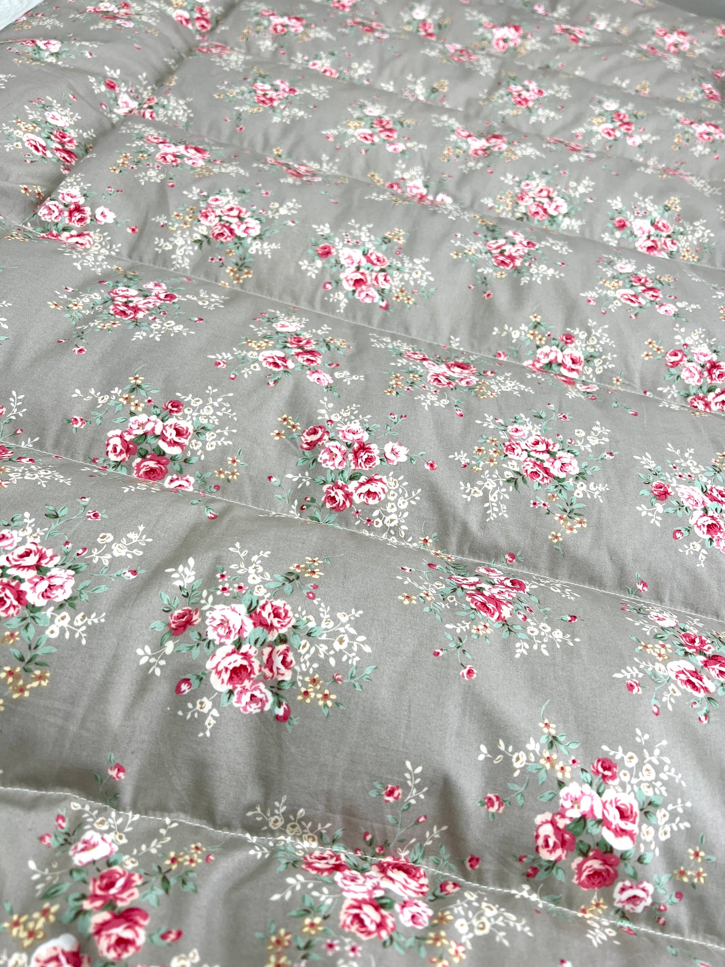 Floral Stone Grey Mini Eiderdown - IN STOCK #220102