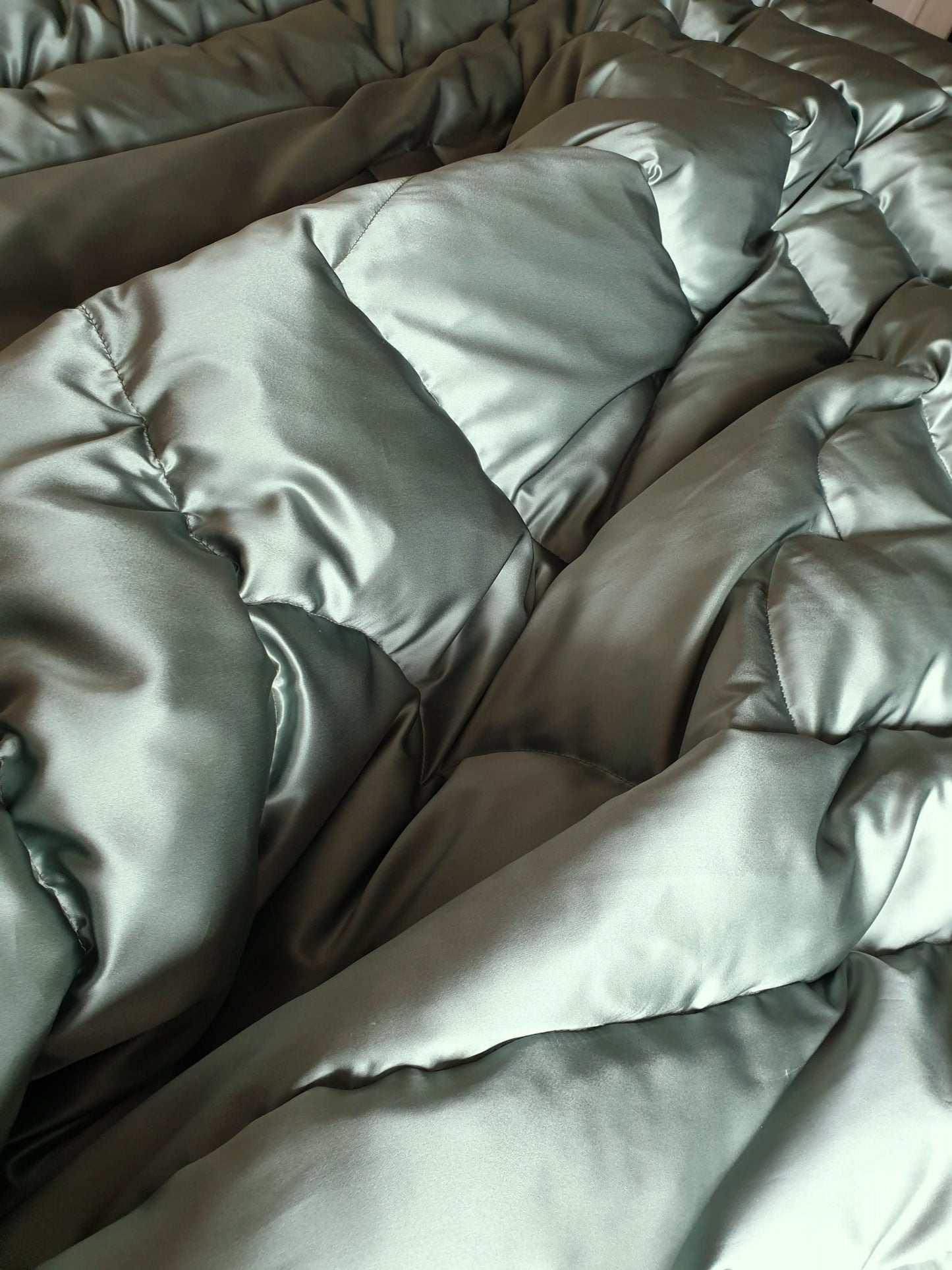 Sage Green 100% Silk Satin DOUBLE Eiderdown - IN STOCK