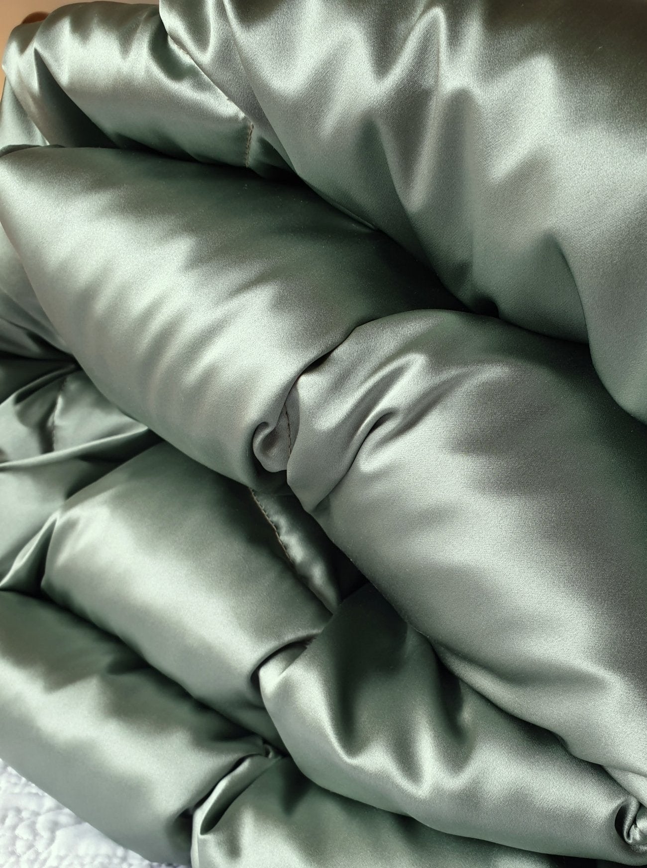 Sage Green 100% Silk Satin DOUBLE Eiderdown - IN STOCK